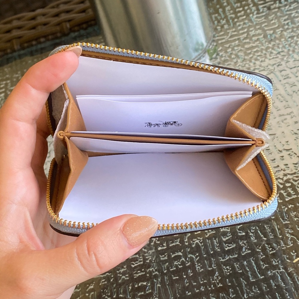 Coach Blue Mini Orange Wallet NWT - Picture 10 of 16